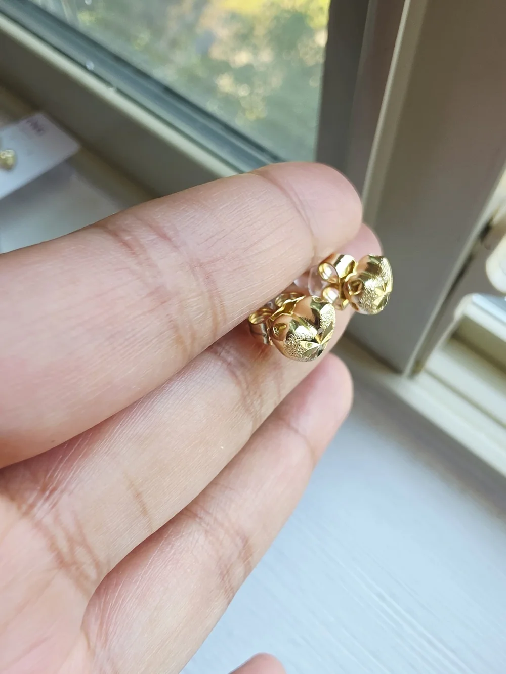 Gold Heart Floral Stud Earrings - Women Jewelry